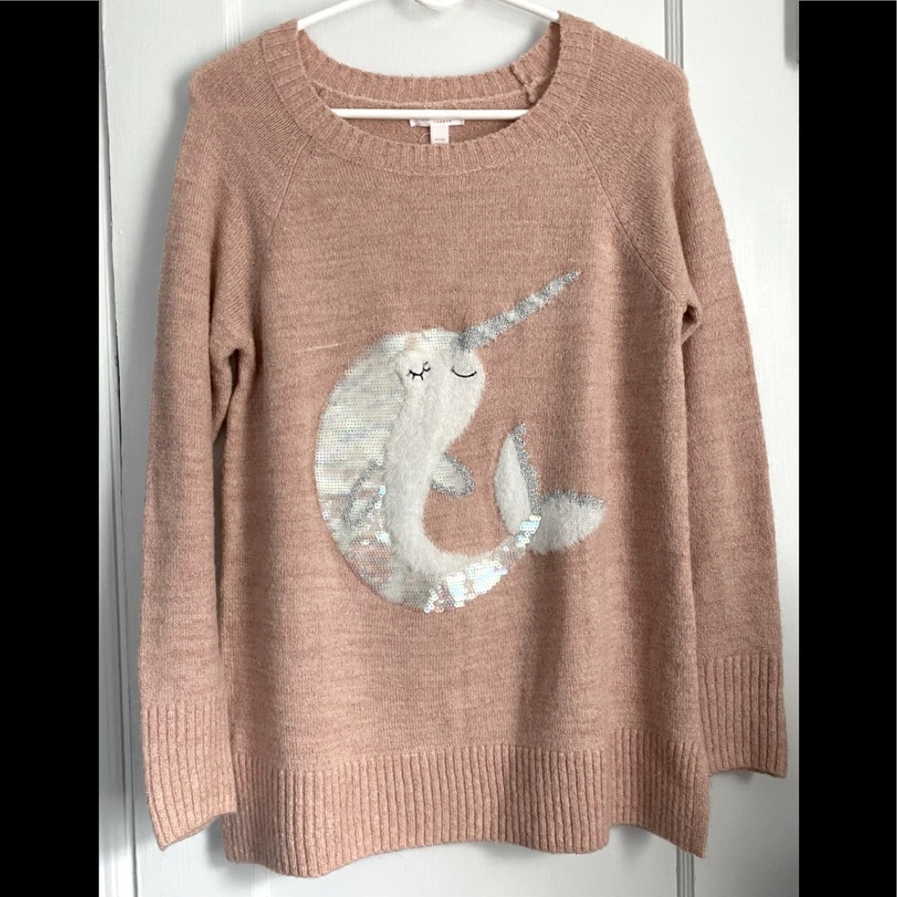 Petite Updated Coll Graphic Tunic Sweater size medium petite